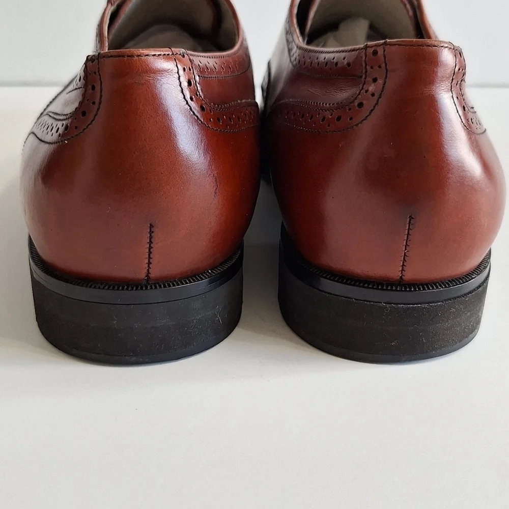 Rockport Brown Leather Wingtip Oxford Shoes with Brogue Detailing Size 13